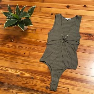 Army green high rise bodysuit